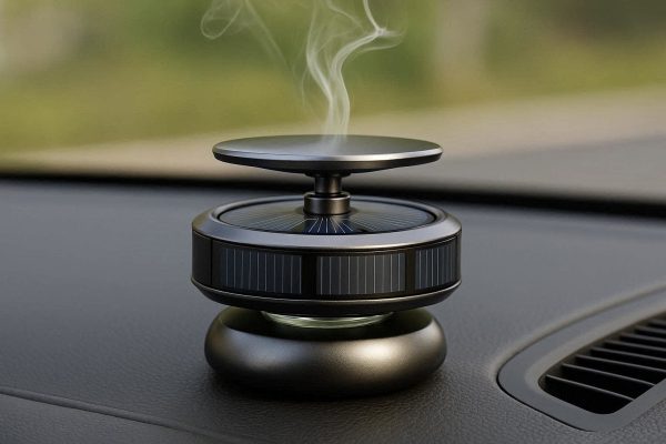 2 Solar Powered Rotating Car Aromatherapy Diffuser with Zinc Alloy Body and Natural Plant Essential Oil for Modern Dashboard Decor