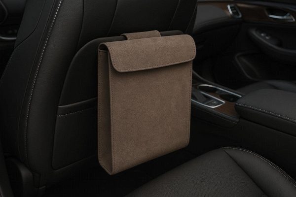 23 Luxury Suede Car Garbage Bag with Magnetic Suction and Slim Profile for High End Vehicle Interior Decoration and Trash Storage