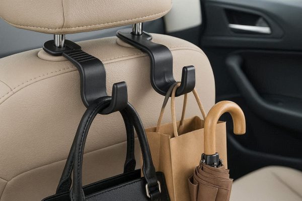 25 Universal Car Headrest Hook for Handbag Grocery Bag Purse and Umbrella Storage with Heavy Duty Back Seat Hanger Holder