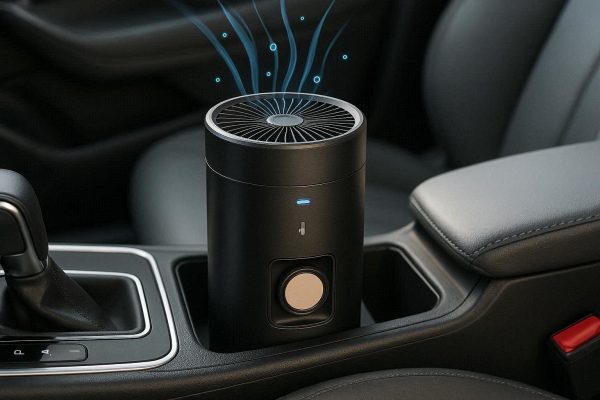 7 Electronic Car Air Purifier Ionizer with HEPA Filter and Fragrance Sponge for Removing Dust Smoke and Odors in Modern Vehicles